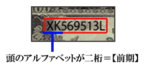 板垣退助100円紙幣表【前期】シリアル番号